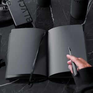 BLVCK  Notebook and Pen Set, Sleek Black Notebook with Pen, Black Page Notebook